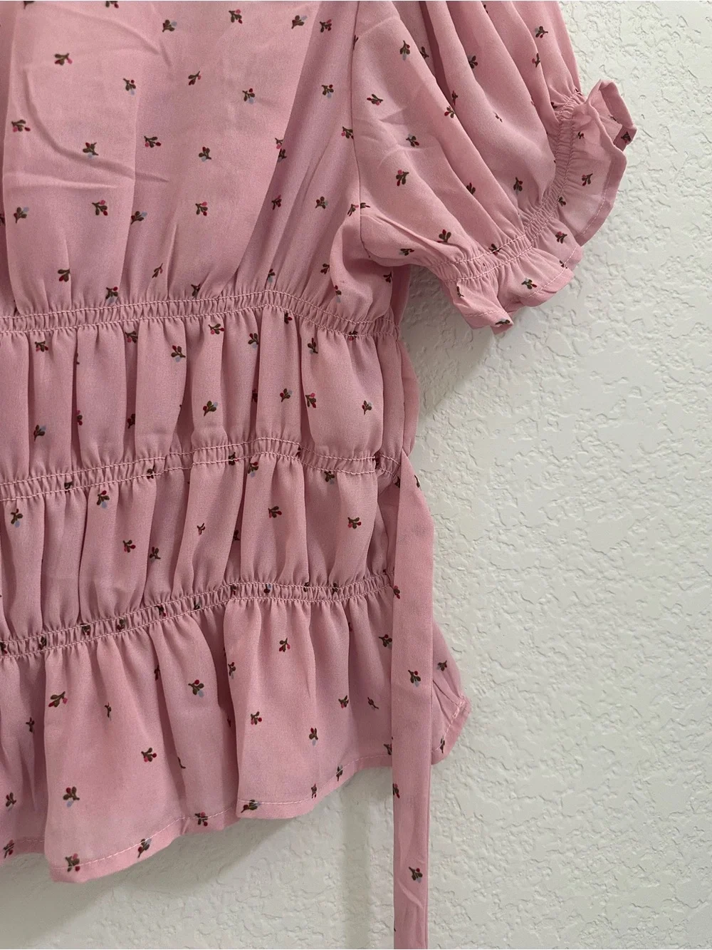 Free People Mauve Dot Smocked Crop Top